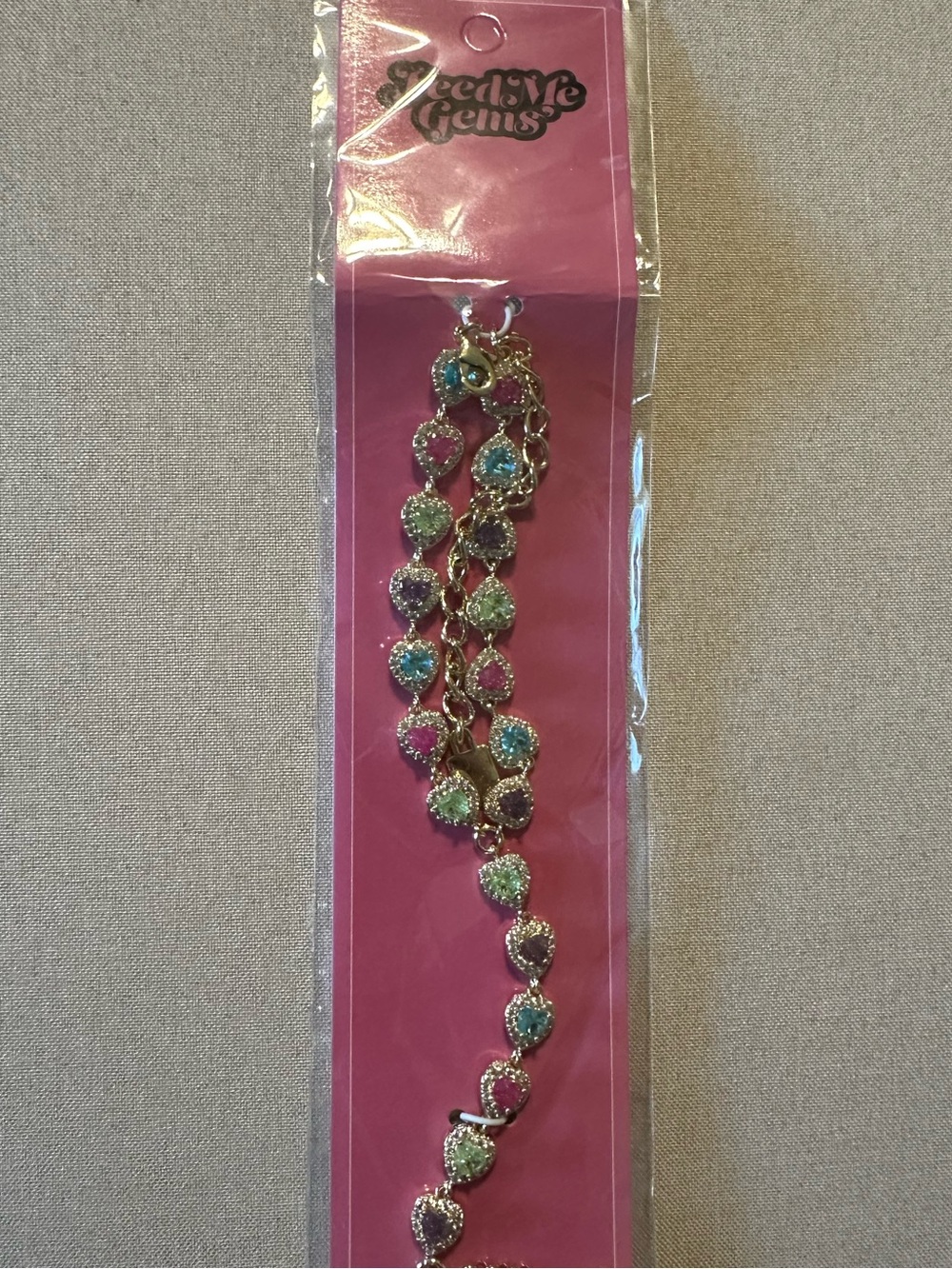 NEW Feed Me Gems Opalite Candy Hearts Hand Chain